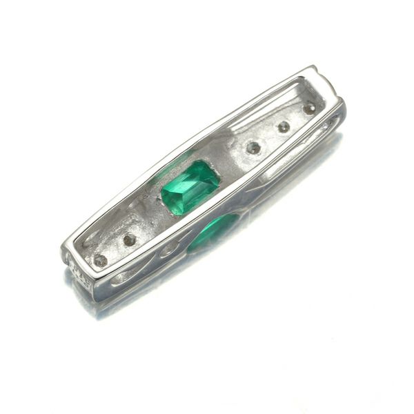 エメラルド 0.415ct ダイヤ 0.104ct ペンダントトップ K18WG 
