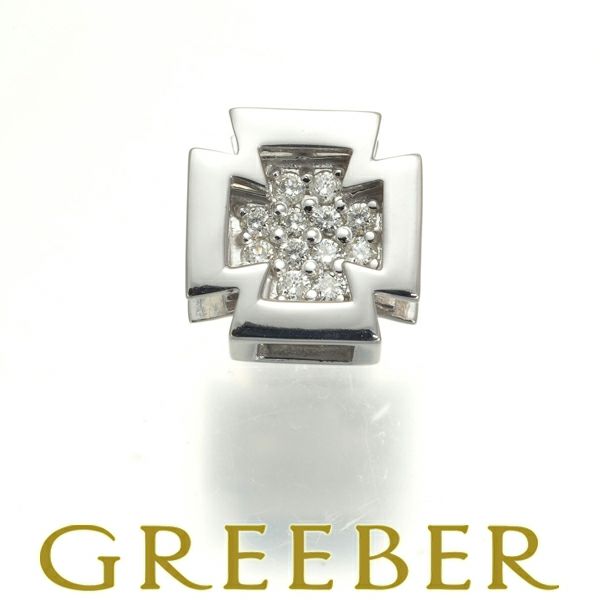 ダイヤ 0.15ct クロス 2WAY ペンダントトップ K18WG 