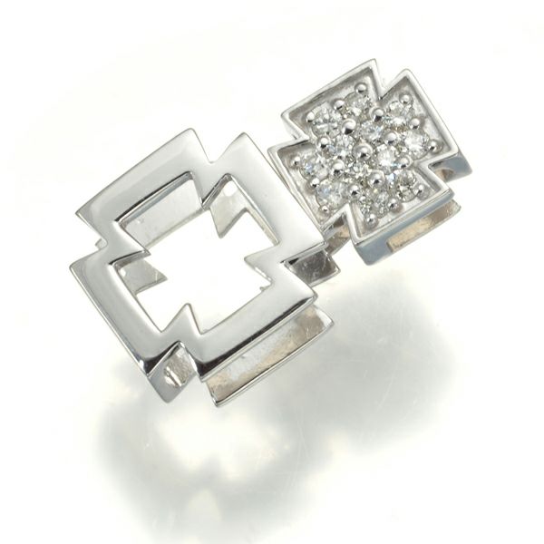 ダイヤ 0.15ct クロス 2WAY ペンダントトップ K18WG 