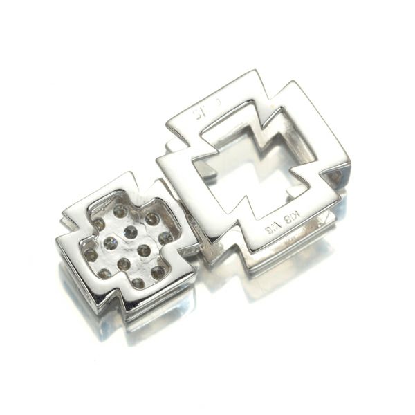 ダイヤ 0.15ct クロス 2WAY ペンダントトップ K18WG 