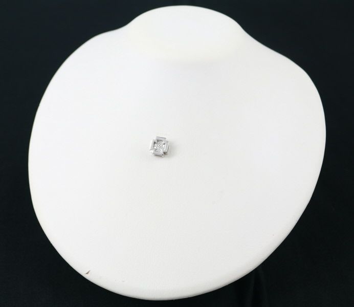 ダイヤ 0.15ct クロス 2WAY ペンダントトップ K18WG 