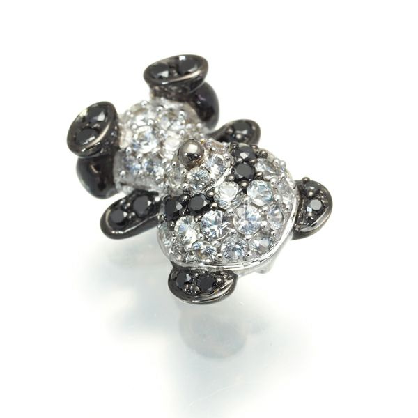 ホワイトトパーズ 0.60ct ブラックダイヤ 0.20ct パンダ アニマル ペンダントトップ K18WG