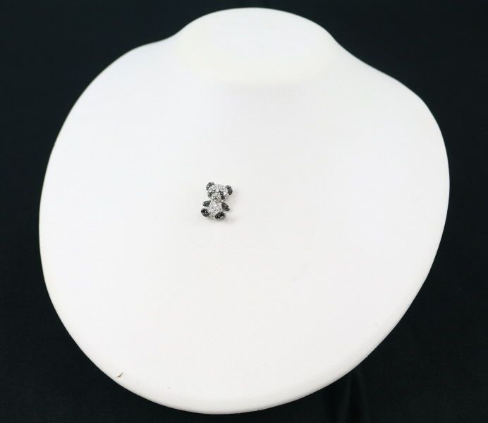 ホワイトトパーズ 0.60ct ブラックダイヤ 0.20ct パンダ アニマル ペンダントトップ K18WG