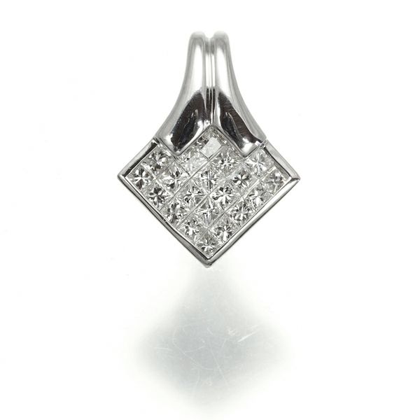 ダイヤ 0.60ct ミステリーセッティング ペンダントトップ K18WG 