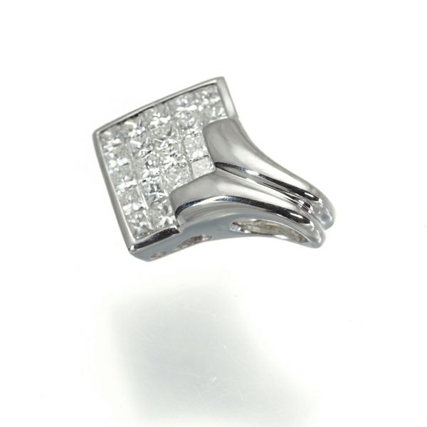 ダイヤ 0.60ct ミステリーセッティング ペンダントトップ K18WG 
