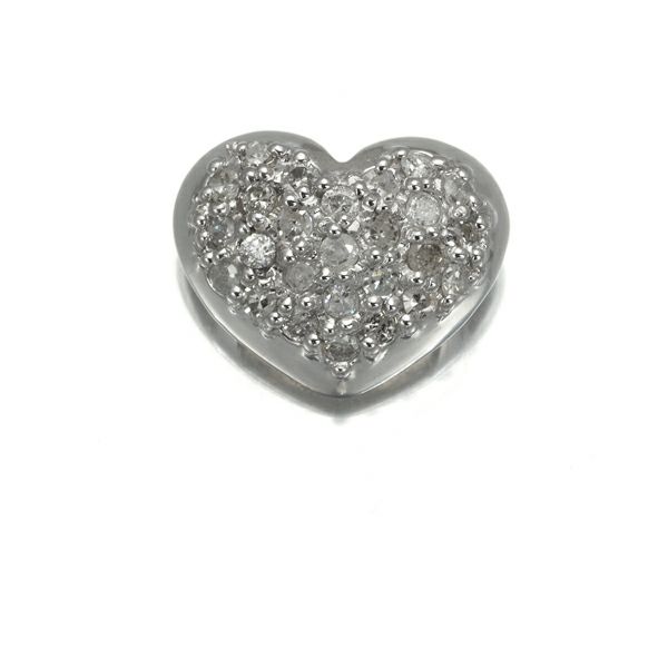 ダイヤ 0.30ct ハート パヴェ ペンダントトップ K18WG 