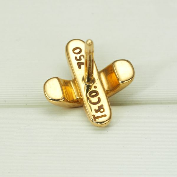 ティファニー ピアス クロスステッチ 片耳 K18YG 
