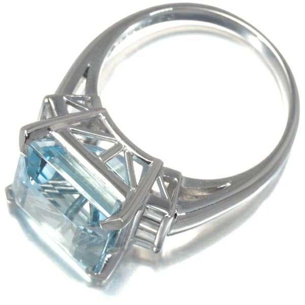 タサキ リング アクアマリン 7.70ct ダイヤ 0.40ct  16.5号 Pt900 