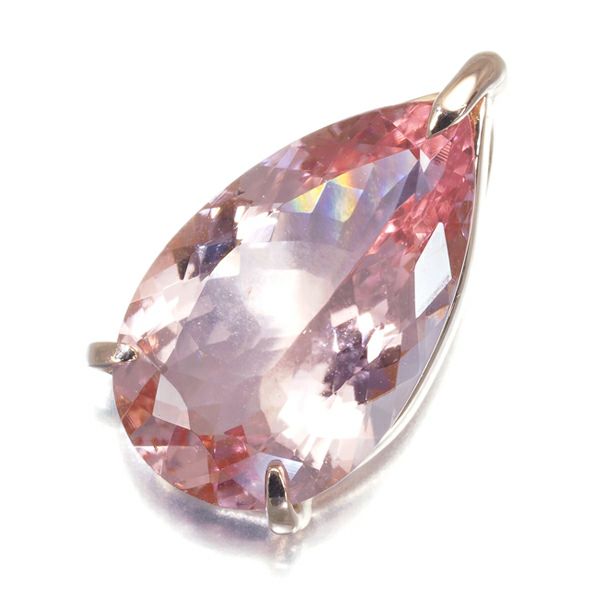モルガナイト 4.860ct ティアドロップ ペンダントトップ K10PG 鑑別書
