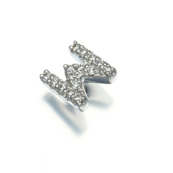 ポンテヴェキオ ピアス ダイヤ 0.08ct  イニシャル M 片耳 K18WG 