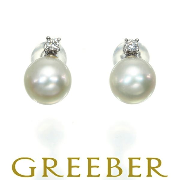 タサキ ピアス パール アコヤ真珠 6.8mm ダイヤ 0.01ct/0.01ct チャーム K18WG 