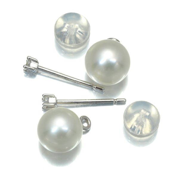 タサキ ピアス パール アコヤ真珠 6.8mm ダイヤ 0.01ct/0.01ct チャーム K18WG 
