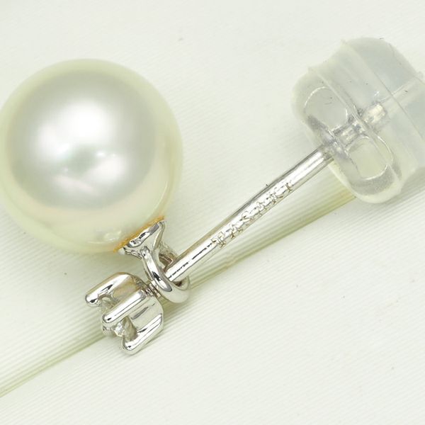タサキ ピアス パール アコヤ真珠 6.8mm ダイヤ 0.01ct/0.01ct チャーム K18WG 