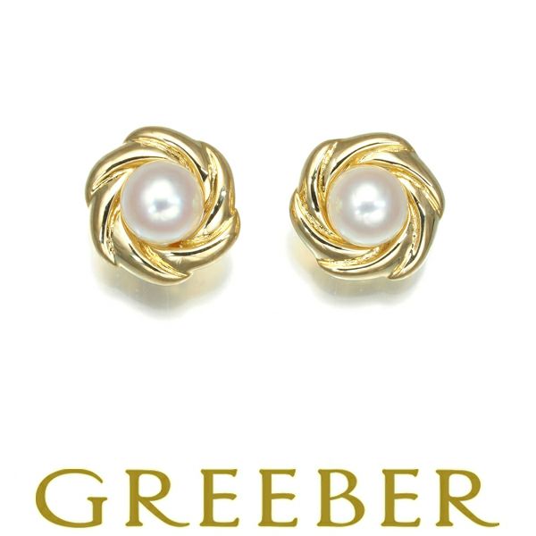ミキモト ピアス ベビーパール アコヤ真珠 4.0mm フラワー K18YG 