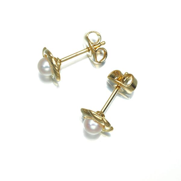 ミキモト ピアス ベビーパール アコヤ真珠 4.0mm フラワー K18YG 