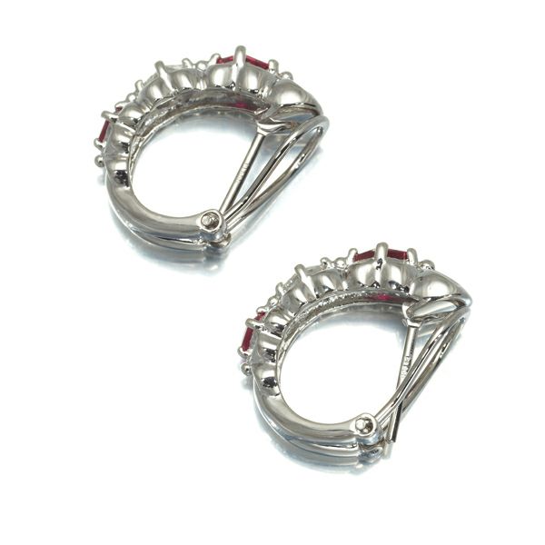 ルビー 0.38ct/0.38ct ダイヤ 0.12ct/0.12ct 透かし ピアス兼イヤリング Pt900 