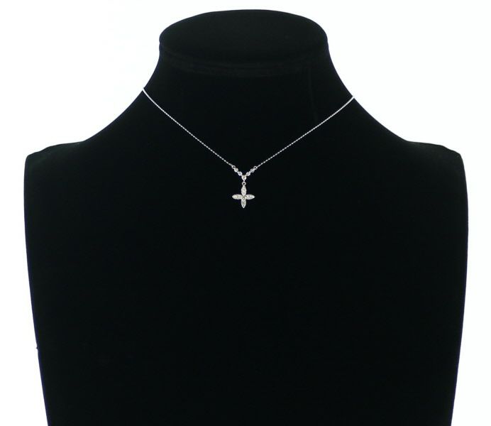 ダイヤ 0.25ct フラワー ネックレス K18WG/YG 