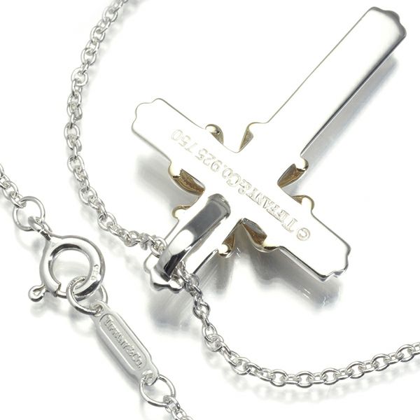 ティファニー ネックレス  シグネチャー クロス シルバー925/K18YG 