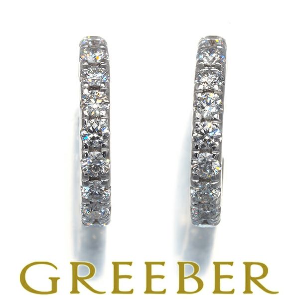 ミキモト ピアス ダイヤ 0.44ct/0.44ct  フープ K18WG 