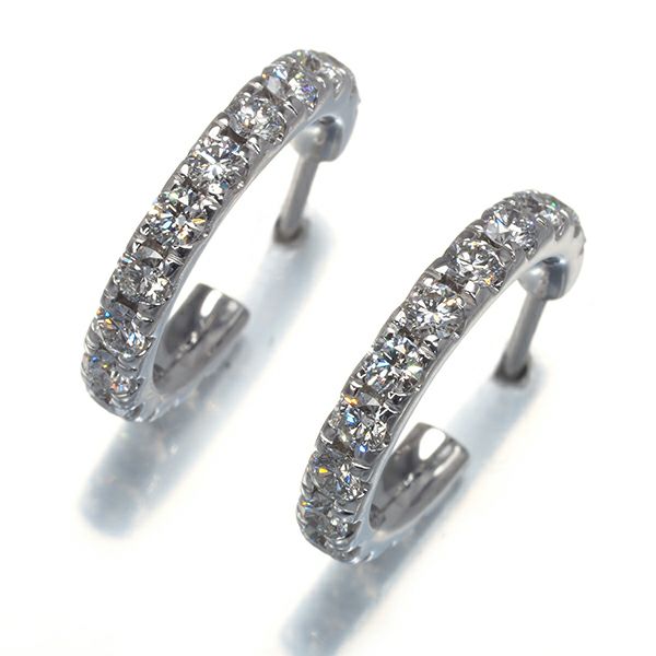 ミキモト ピアス ダイヤ 0.44ct/0.44ct  フープ K18WG 