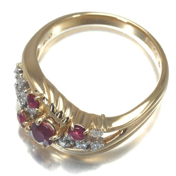 タサキ リング ルビー 0.31ct ダイヤ 0.15ct  11号 K18YG/Pt900 
