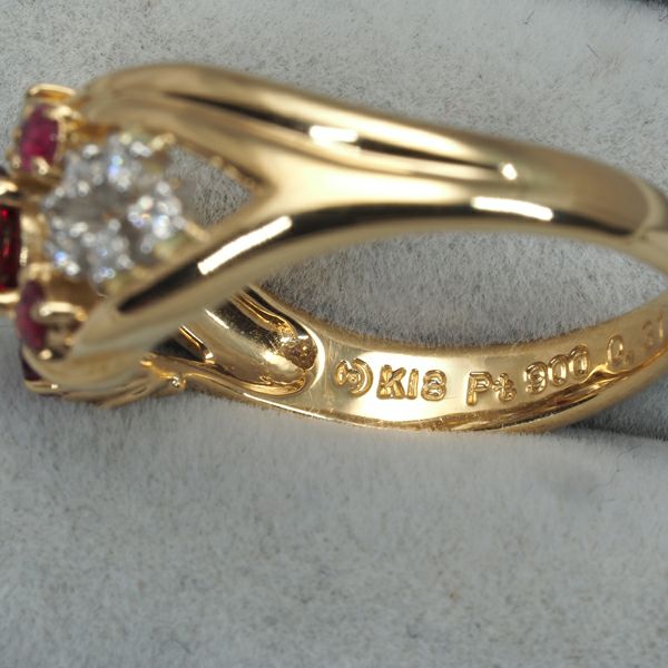 タサキ リング ルビー 0.31ct ダイヤ 0.15ct  11号 K18YG/Pt900 