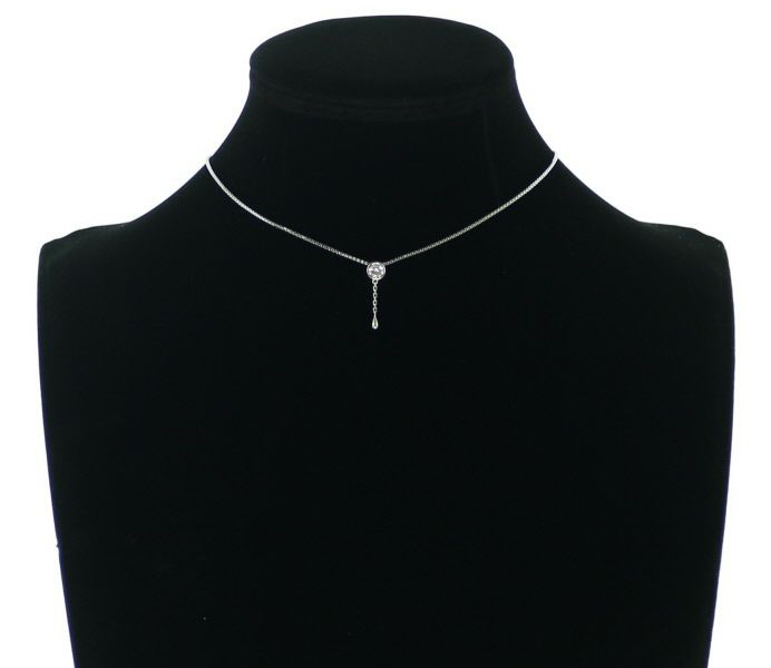 田村俊一 ネックレス ダイヤ 0.328ct 一粒 ベゼル Yドロップ Pt900/Pt850 