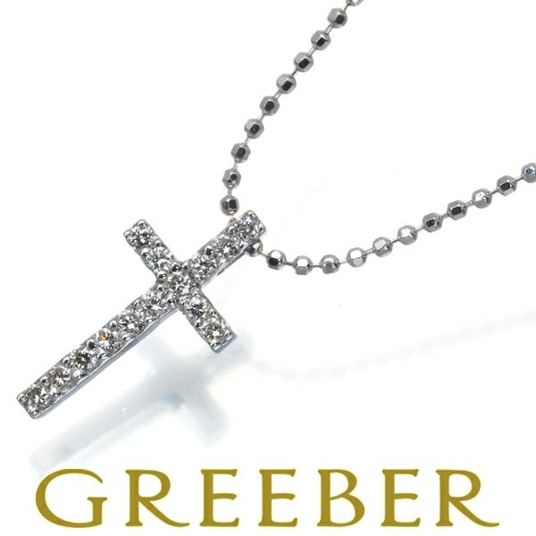 ヴァンドーム ネックレス ダイヤ 0.12ct クロス K18WG 
