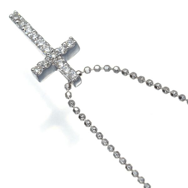ヴァンドーム ネックレス ダイヤ 0.12ct クロス K18WG 