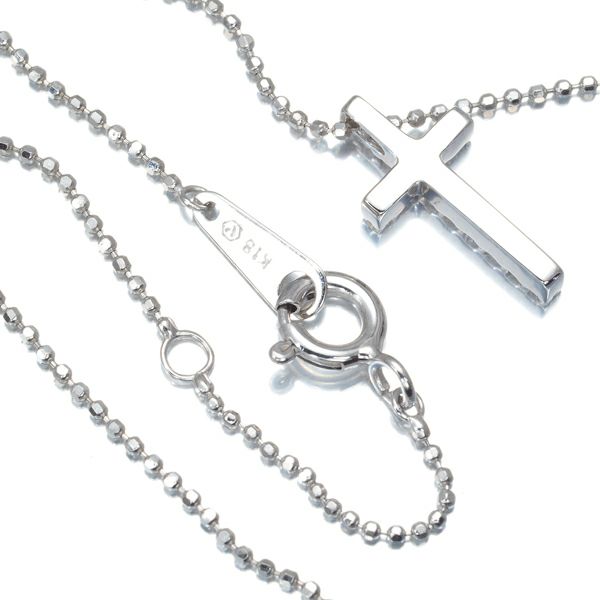 ヴァンドーム ネックレス ダイヤ 0.12ct クロス K18WG 