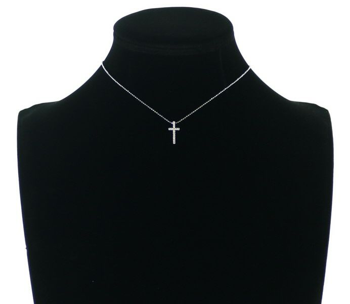 ヴァンドーム ネックレス ダイヤ 0.12ct クロス K18WG 