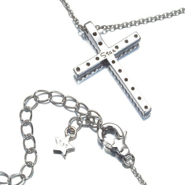 スタージュエリー ネックレス ダイヤ 0.16ct クロス K18WG 