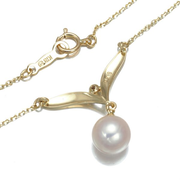 ミキモト ネックレス パール アコヤ真珠 7.5mm ダイヤ K18YG 