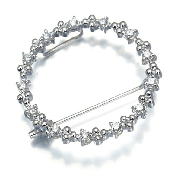 タサキ ブローチ ダイヤ 0.40ct リース サークル K18WG 
