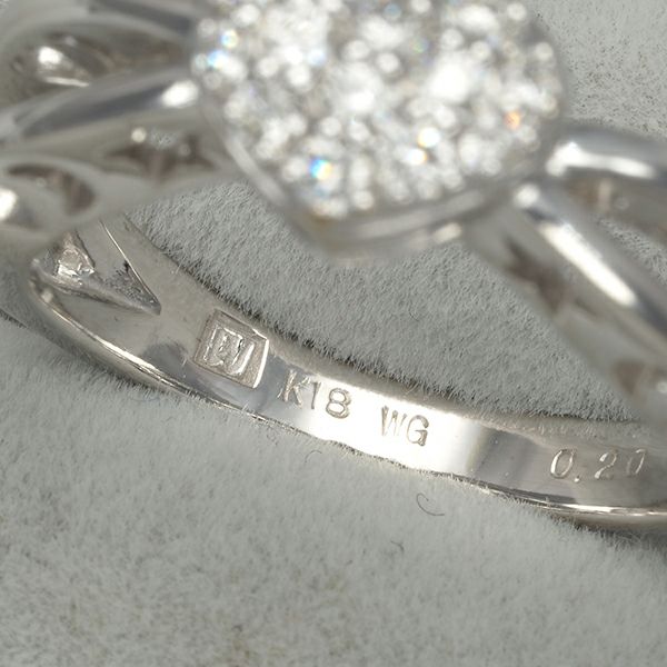 ポンテヴェキオ リング ダイヤ 0.20ct  ハート パヴェ 8号 K18WG 