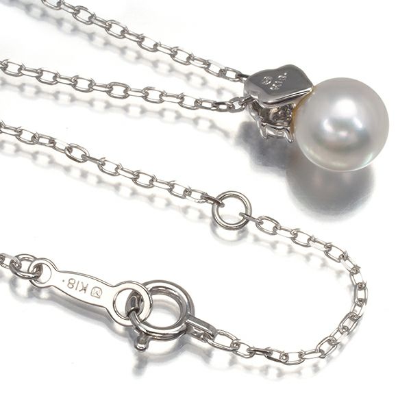 ミキモト ネックレス パール アコヤ真珠 7.0mm ダイヤ   K18WG 