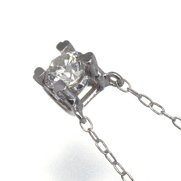 ダイヤ 0.20ct 一粒 ハート  ネックレス K18WG 