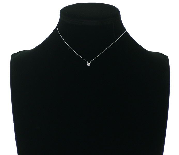ダイヤ 0.20ct 一粒 ハート  ネックレス K18WG 