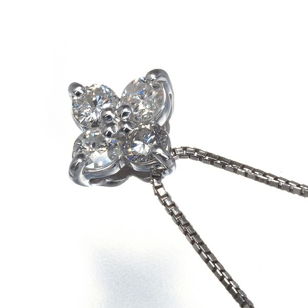 ダイヤ 0.22ct  フラワー ネックレス Pt900/Pt850 