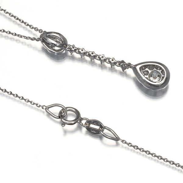 ダイヤ 0.103ct/0.346ct パヴェ ティアドロップ  ネックレス K18WG 