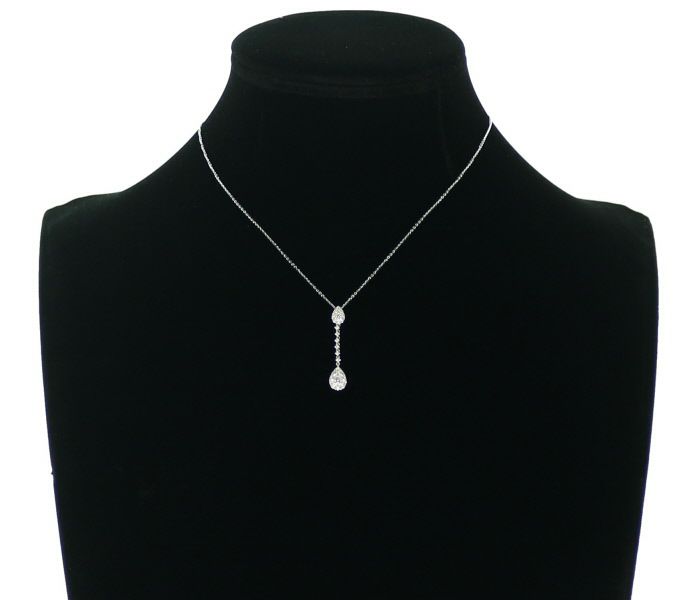 ダイヤ 0.103ct/0.346ct パヴェ ティアドロップ  ネックレス K18WG 
