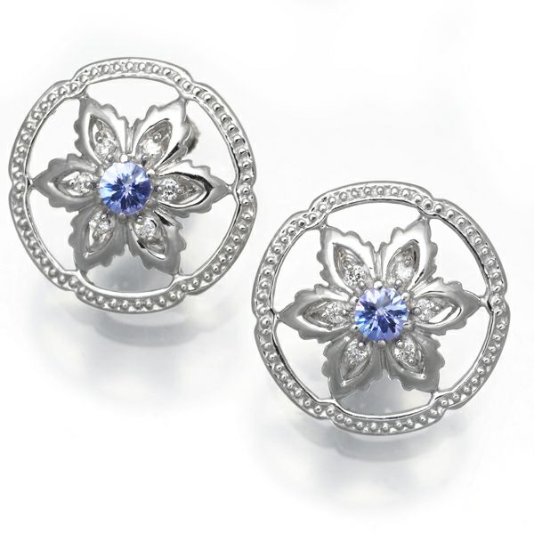 ランバン イヤリング タンザナイト 0.20ct/0.20ct ダイヤ 0.08ct/0.08ct Pt900 