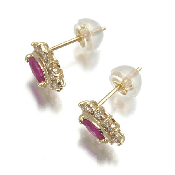ルビー ダイヤ 0.15ct/0.15ct ピアス K18YG 