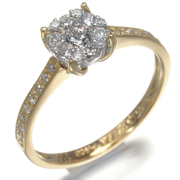 ダイヤ 0.127ct/0.30ct  リング K18YG/Pt900 