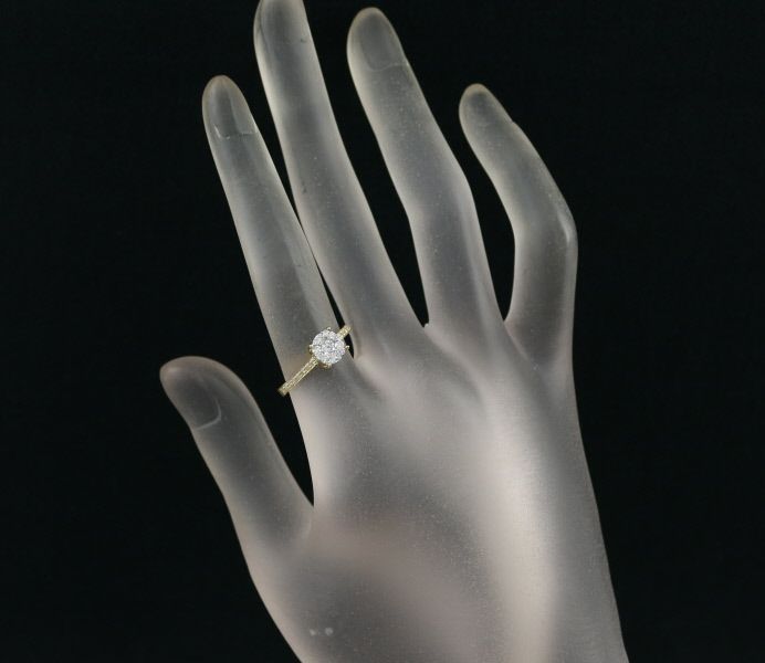 ダイヤ 0.127ct/0.30ct  リング K18YG/Pt900 
