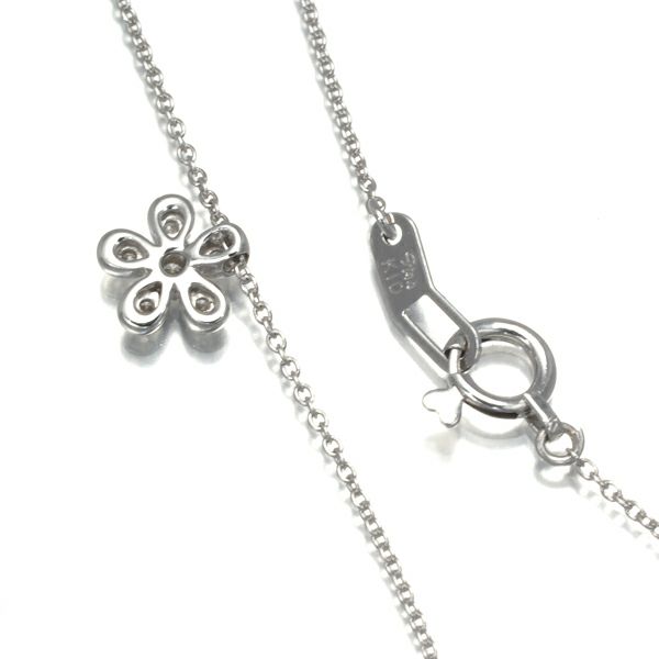 スタージュエリー ネックレス ダイヤ 0.06ct  フラワー K10WG 