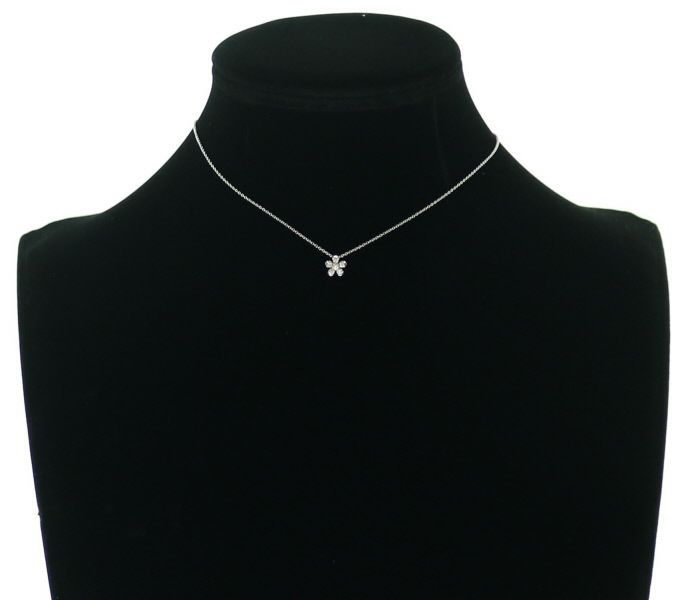 スタージュエリー ネックレス ダイヤ 0.06ct  フラワー K10WG 