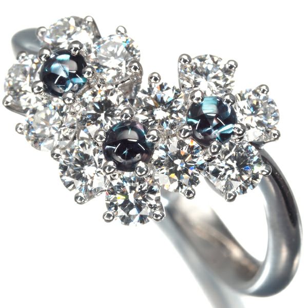 ギメル リング アレキサンドライト 0.260ct ダイヤ 0.973ct  フラワー 9号 Pt950 保証書