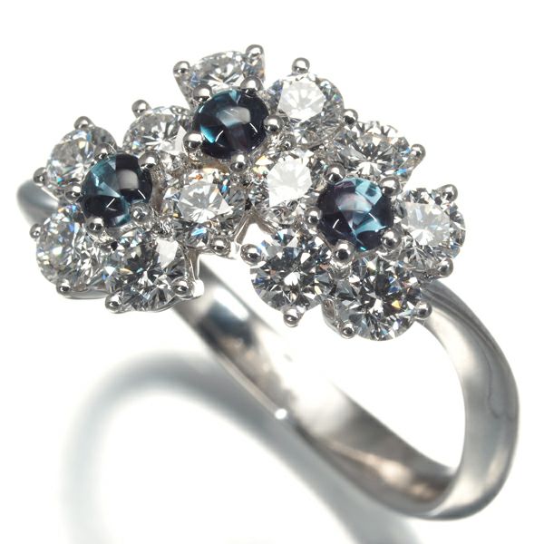 ギメル リング アレキサンドライト 0.260ct ダイヤ 0.973ct  フラワー 9号 Pt950 保証書