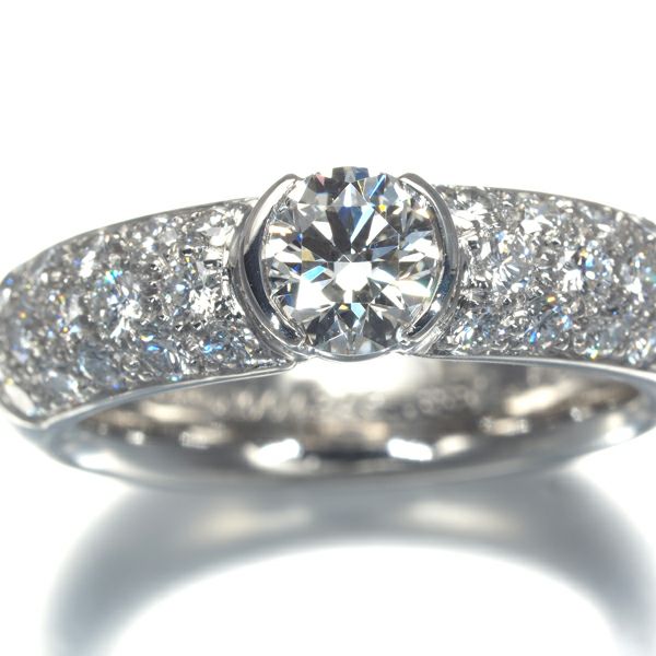 ティファニー リング ダイヤ 0.55ct I VVS1  ドッツ ソリティア パヴェ 10号 Pt950 鑑定書